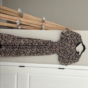 Floral Midi Dress - Black and Beige